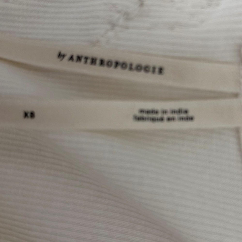 Anthropologie Lace Applique Ribbed Tank Top Cream Ivory High Neck XS Slim Fit - Picture 7 of 10